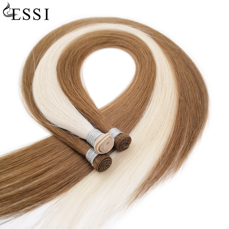 Russian remy hair handtied weft full cuticle intact hand tied weft hair textensions